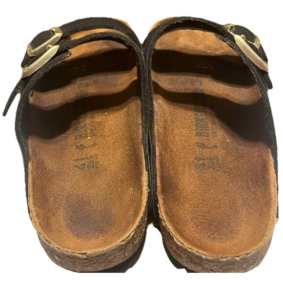 Birkenstock Arizona Shiny Snake Black Birko Flor Sandals Made in Germany Size 10 - Picture 6 of 16